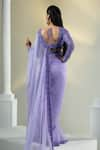 Shop_HOUSE OF KÀRMÀH_Purple Lace Embroidered Floral Sweetheart Lavender Dreams Saree With Blouse _at_Aza_Fashions