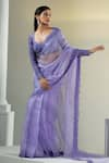 Shop_HOUSE OF KÀRMÀH_Purple Lace Embroidered Floral Sweetheart Lavender Dreams Saree With Blouse _Online_at_Aza_Fashions