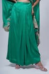 Anamika Khanna_Green Embroidered Floral V Neck Kaftan And Draped Skirt Set _Online_at_Aza_Fashions