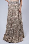 Anamika Khanna_Beige Printed Floral Blouse Cutwork Round Cape Skirt Set _Online_at_Aza_Fashions