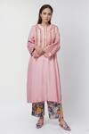 Buy_Debyani + Co_Pink Printed Floral Round Embroidered Kurta And Pant Set _at_Aza_Fashions