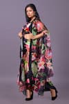 Buy_That Thing You Love_Multi Color Satin Print Floral Blouse Hand Embroidered Cape And Draped Skirt Set _at_Aza_Fashions