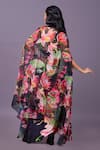 Shop_That Thing You Love_Multi Color Satin Print Floral Blouse Hand Embroidered Cape And Draped Skirt Set _at_Aza_Fashions