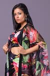 Buy_That Thing You Love_Multi Color Satin Print Floral Blouse Hand Embroidered Cape And Draped Skirt Set _Online_at_Aza_Fashions