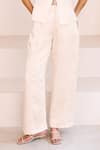 Lavanya Ahuja_Ivory Satin Linen Wavy Soft Tie Up Top With Pant _Online_at_Aza_Fashions