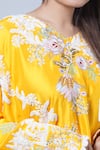 Buy_Anamika Khanna_Yellow Embroidered Floral V Neck Kesar Boxy Top And Draped Skirt Set _Online_at_Aza_Fashions