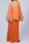 Shop_Anamika Khanna_Orange Embroidered Dori Round Boxy Top And Draped Skirt Set _at_Aza_Fashions