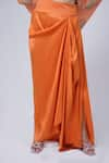 Anamika Khanna_Orange Embroidered Dori Round Boxy Top And Draped Skirt Set _Online_at_Aza_Fashions