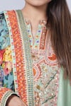 Debyani + CO Blue Cotton Sequins, Embroidery Split V-neck Floral A-line Kurta Set Online at Aza Fashions Debyani + CO_Blue Cotton Sequins, Embroidery Split V-neck Floral A-line Kurta Set _Online_at_Aza_Fashions