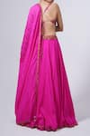 Shop_PUNIT BALANA_Fuchsia Embroidered Leaf Round Backless Blouse Lehenga Set _at_Aza_Fashions