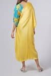 Shop_SIARRA_Yellow Printed Floral V Neck Placed Sleeve Kaftan Dress _at_Aza_Fashions