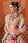 Masaba_Pink Lehenga Heavy Raw Silk Embroidered Zardozi The Gulab Barfi Bridal Set _Online_at_Aza_Fashions