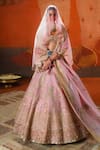 Buy_Masaba_Pink Lehenga Heavy Raw Silk Embroidered Zardozi The Gulab Barfi Bridal Set _Online_at_Aza_Fashions