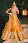 Shop_Masaba_Yellow Lehenga Heavy Raw Silk Embroidered Zardozi The Son Patissa Set _at_Aza_Fashions