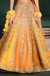 Masaba_Yellow Lehenga Heavy Raw Silk Embroidered Zardozi The Ghevar Bridal Set _Online_at_Aza_Fashions