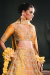 Buy_Masaba_Yellow Lehenga Heavy Raw Silk Embroidered Zardozi The Ghevar Bridal Set _Online_at_Aza_Fashions