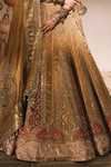 Masaba_Gold Lehenga Silk Tissue Embroidered Zardozi Square Mysore Pak Bridal Set _Online_at_Aza_Fashions