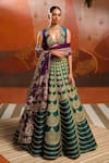 Buy_Masaba_Green Lehenga Heavy Raw Silk Embroidered Dori Plunge V-neck Set _at_Aza_Fashions