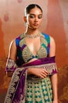 Masaba_Green Lehenga Heavy Raw Silk Embroidered Dori Plunge V-neck Set _Online_at_Aza_Fashions