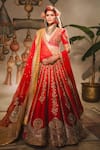 Buy_Masaba_Red Lehenga Heavy Raw Silk Embroidered Zardozi The Rooh Afza Bridal Set _at_Aza_Fashions