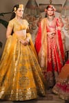 Shop_Masaba_Red Lehenga Heavy Raw Silk Embroidered Zardozi The Rooh Afza Bridal Set _at_Aza_Fashions