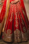 Masaba_Red Lehenga Heavy Raw Silk Embroidered Zardozi The Gulab Sherbet Bridal Set _Online_at_Aza_Fashions