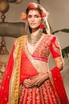 Buy_Masaba_Red Lehenga Heavy Raw Silk Embroidered Zardozi The Gulab Sherbet Bridal Set _Online_at_Aza_Fashions