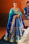 Shop_Masaba_Blue Lehenga Heavy Raw Silk Embroidered Dori Sanjh Anar Phool Bridal Set _at_Aza_Fashions