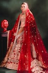 Shop_Masaba_Red Lehenga Heavy Raw Silk Embroidery Anant Bel And The Anar Bagh Bridal Set _at_Aza_Fashions