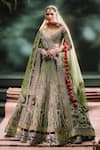 Buy_Masaba_Green Lehenga Heavy Raw Silk Embroidery Sequin Paan The Aam Panna Bridal Set _at_Aza_Fashions