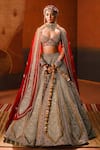 Shop_Masaba_Orange Lehenga Heavy Raw Silk The Khubani Ka Meetha Bridal And Veil Set _at_Aza_Fashions