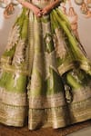 Masaba_Green Lehenga Heavy Raw Silk Embroidery Motif V Neck The Jaljeera Bridal Set _Online_at_Aza_Fashions