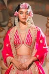 Shop_Masaba_Pink Lehenga Heavy Raw Silk Embroidery Zardozi The Gulaab Bridal Set _at_Aza_Fashions