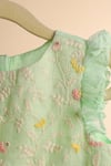 CASA NINOS_Green Kota Checks Embroidered Floral Pom-pom Detailed Kurta With Sharara _at_Aza_Fashions