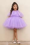 JANYAS CLOSET_Purple Net Embellished Fur Fairy Princess Tiered Cape Dress _Online_at_Aza_Fashions