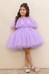 JANYAS CLOSET_Purple Net Embellished Fur Fairy Princess Tiered Cape Dress _at_Aza_Fashions