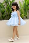 Shop_JANYAS CLOSET_Blue Organza Embellished Floral Applique Elsa Rose Dress And Overskirt Set _at_Aza_Fashions