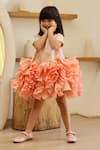 JANYAS CLOSET_Peach Jacquard Fabric Woven Floral Princess Abstract Frill Dress _Online_at_Aza_Fashions