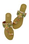 Buy_PREET KAUR_Multi Color Hand Embroidered Kolhapuri Flats _at_Aza_Fashions