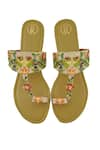 Shop_PREET KAUR_Multi Color Hand Embroidered Kolhapuri Flats _at_Aza_Fashions