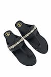 Buy_PREET KAUR_Black Stone Hand Embellished Kolhapuri Flats _at_Aza_Fashions