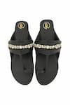 Shop_PREET KAUR_Black Stone Hand Embellished Kolhapuri Flats _at_Aza_Fashions