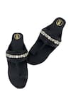 Buy_PREET KAUR_Black Stone Hand Embellished Kolhapuri Flats _Online_at_Aza_Fashions