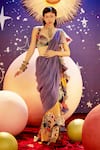 Buy_Aisha Rao_Purple Satin Organza Embroidery Sweetheart Neck Printed Ruffle Saree With Blouse _at_Aza_Fashions