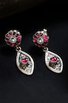 Buy_Mero Jewellery_Pink Kundan Studded Floral Drop Earrings _at_Aza_Fashions