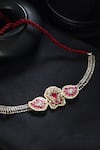 Shop_Mero Jewellery_Pink Kundan Embellished Choker _at_Aza_Fashions