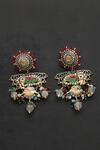 Buy_Mero Jewellery_Multi Color Kundan Peacock Carved Earrings _at_Aza_Fashions