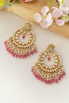 Shop_Namasya_Pink Beads Kundan Embellished Earrings _at_Aza_Fashions