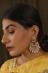 Buy_Namasya_Pink Beads, Stones Kundan Embellished Cutwork Earrings _at_Aza_Fashions