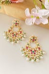 Namasya_Pink Beads, Stones Kundan Embellished Cutwork Earrings _Online_at_Aza_Fashions